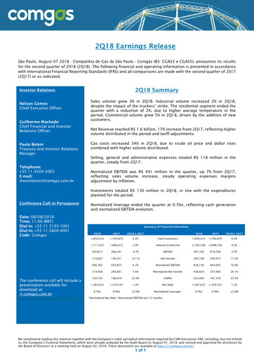 Thumbnail Comgás Quarterly Report 2018-q2