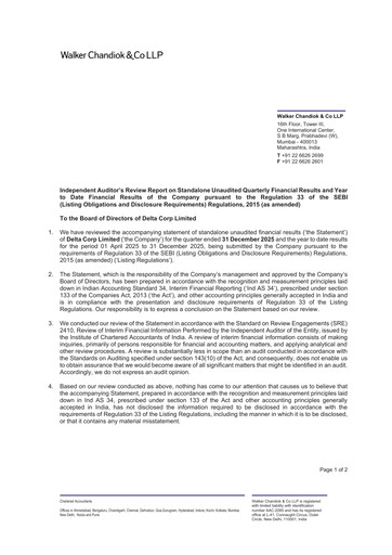 Thumbnail Delta Corp Quarterly Report 2025-q3