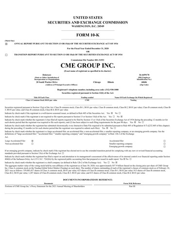 Thumbnail CME Group Annual Report 2020