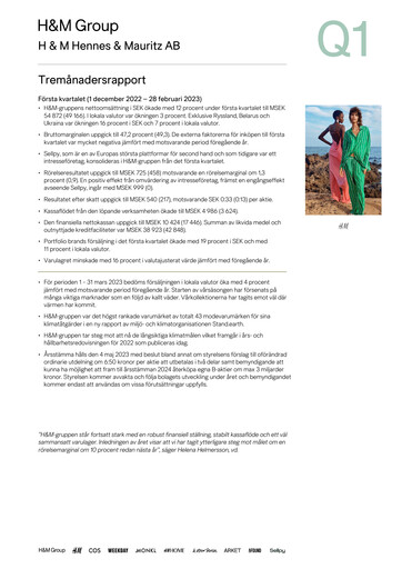 Thumbnail H&M Quarterly Report 2023-q1