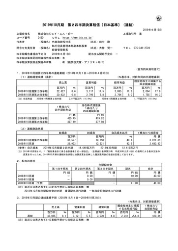 Miniature J.S.B.Co. Rapport semestriel fy2019-h1