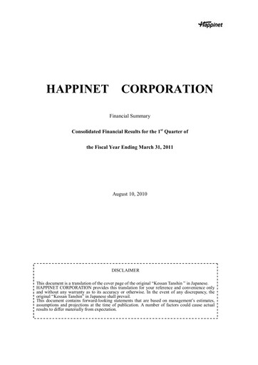 Thumbnail Happinet Quarterly Report fy2010-q1