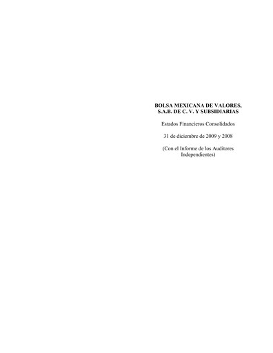 Thumbnail BMV (Bolsa Mexicana de Valores) Financial Statement 2009