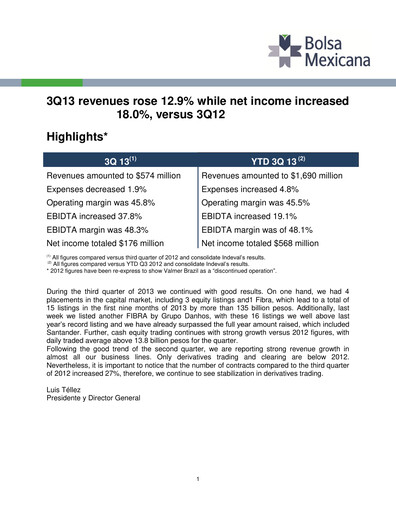 Thumbnail BMV (Bolsa Mexicana de Valores) Quarterly Report 2013-q3