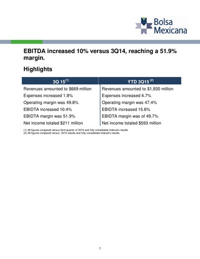 Thumbnail BMV (Bolsa Mexicana de Valores) Quarterly Report 2015-q3