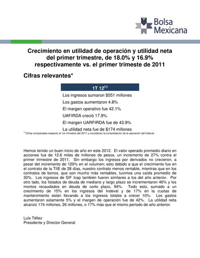 Thumbnail BMV (Bolsa Mexicana de Valores) Quarterly Report 2012-q1