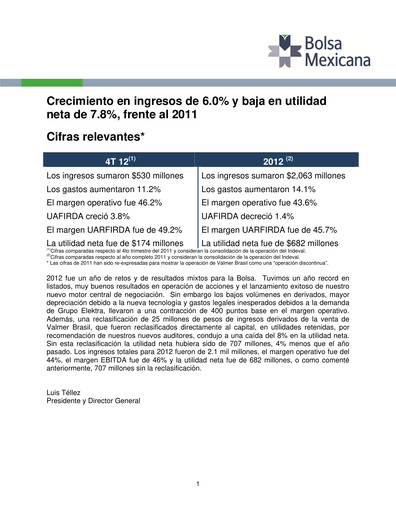 Thumbnail BMV (Bolsa Mexicana de Valores) Quarterly Report 2012-q4