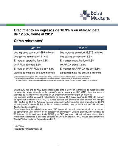 Thumbnail BMV (Bolsa Mexicana de Valores) Quarterly Report 2013-q4