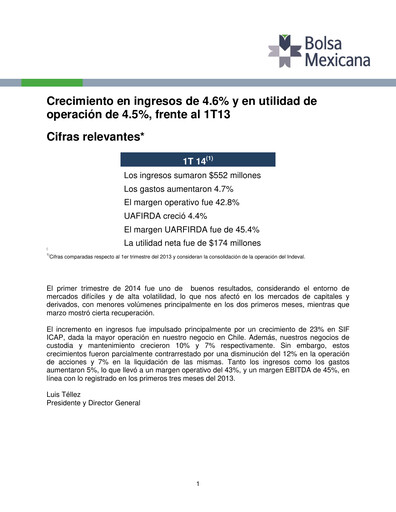 Thumbnail BMV (Bolsa Mexicana de Valores) Quarterly Report 2014-q1