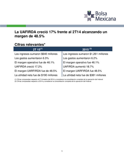 Thumbnail BMV (Bolsa Mexicana de Valores) Quarterly Report 2015-q2