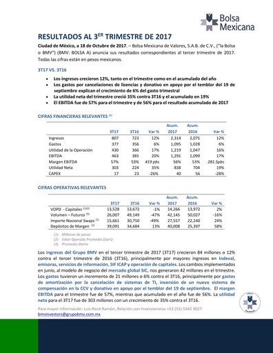 Thumbnail BMV (Bolsa Mexicana de Valores) Quarterly Report 2017-q3