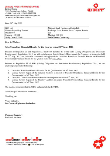 Vorschaubild CenturyPly Quartalsbericht 2022-q1