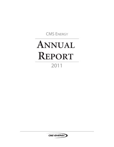 Thumbnail CMS Energy
 Annual Report 2011