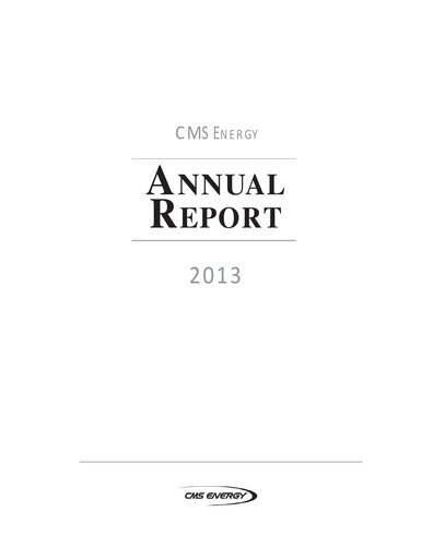Thumbnail CMS Energy
 Annual Report 2013