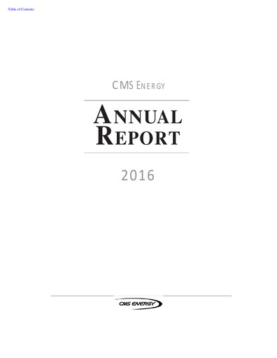 Thumbnail CMS Energy
 Annual Report 2016
