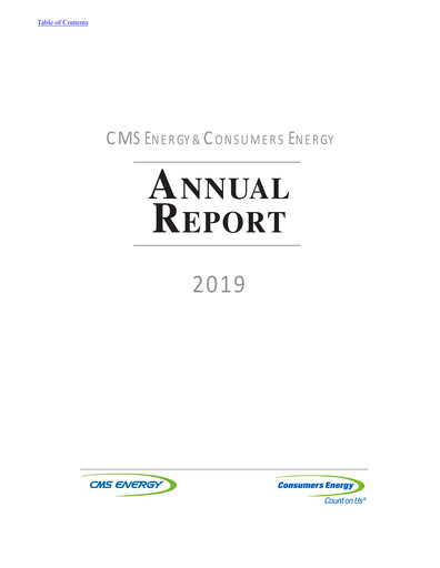 Thumbnail CMS Energy
 Annual Report 2019