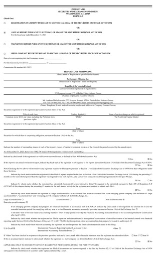 Thumbnail Performance Shipping
 Annual Report 2021