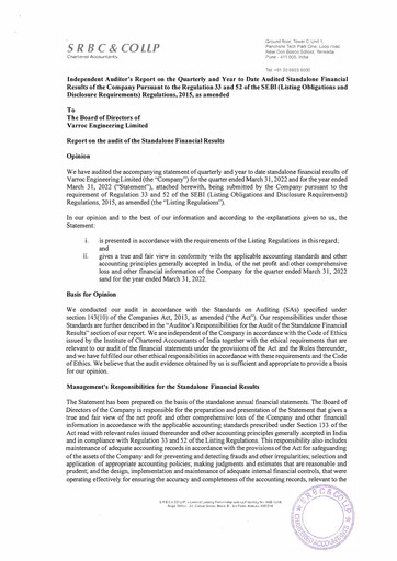 Miniature Varroc Rapport financier 2021-2022