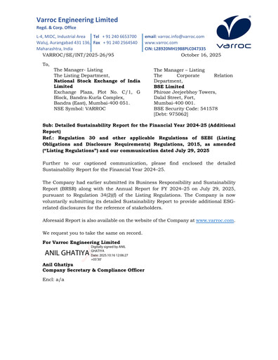 Thumbnail Varroc Sustainability Report fy2025