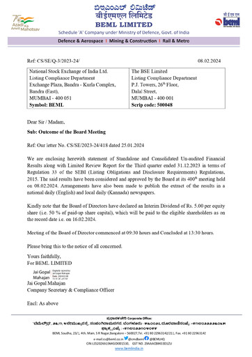 Thumbnail BEML Quarterly Report 2023-q3