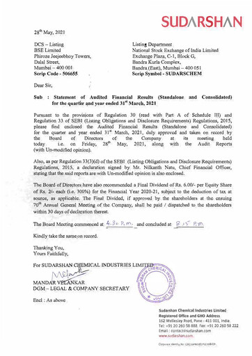 Thumbnail Sudarshan Chemical Financial Statement 2020-2021
