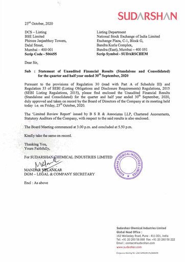 Thumbnail Sudarshan Chemical Half-year Report 2020-2021