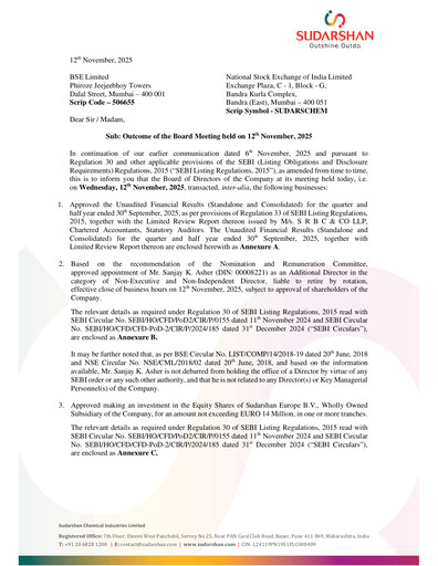 Thumbnail Sudarshan Chemical Half-year Report 2025-2026