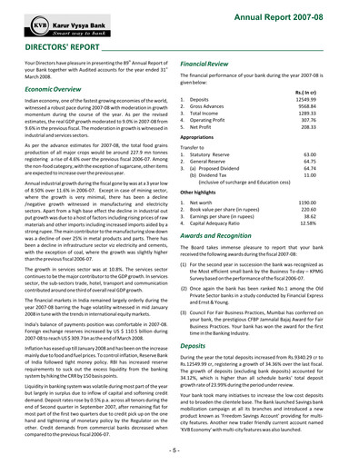 Thumbnail Karur Vysya Bank
 Annual Report 2007-2008