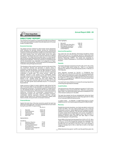 Thumbnail Karur Vysya Bank
 Annual Report 2008-2009