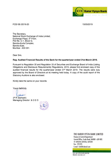 Thumbnail Karur Vysya Bank
 Quarterly Report 2019-q4