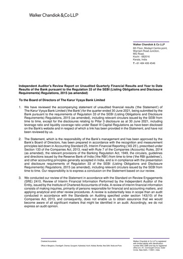 Thumbnail Karur Vysya Bank
 Quarterly Report 2021-q1