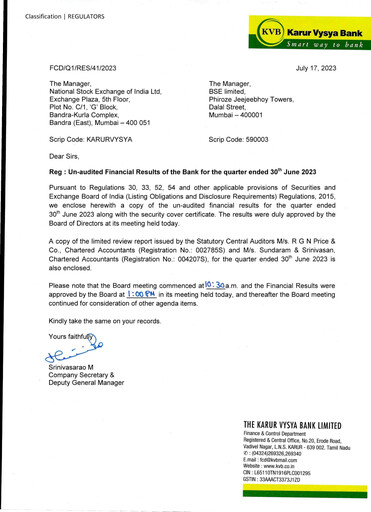 Thumbnail Karur Vysya Bank
 Quarterly Report 2023-q1