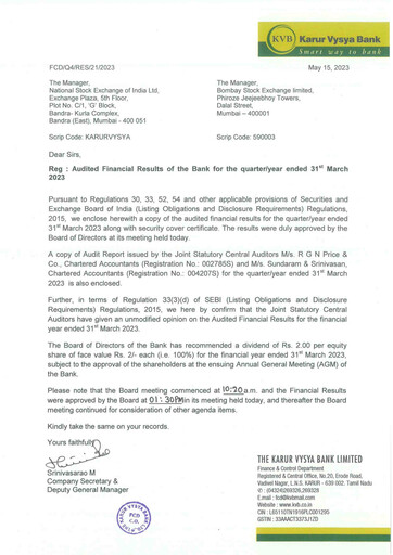 Thumbnail Karur Vysya Bank
 Quarterly Report 2023-q4