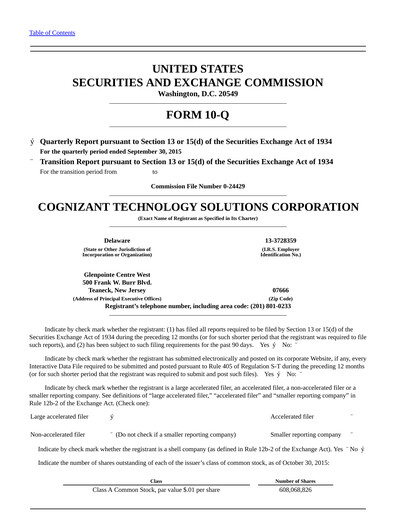 Vorschaubild Cognizant Technology Solutions  Quartalsbericht 2015-q3
