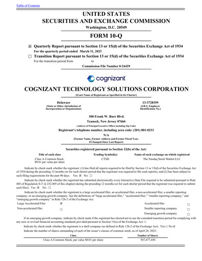 Thumbnail Cognizant Technology Solutions  Quarterly Report 2023-q1