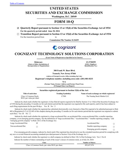 Thumbnail Cognizant Technology Solutions  Quarterly Report 2024-q2