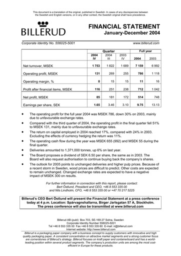 Thumbnail BillerudKorsnäs Financial Statement 2004