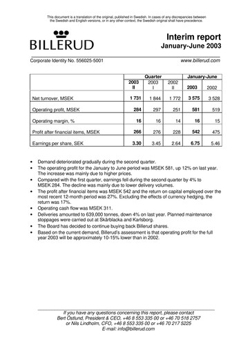 Thumbnail BillerudKorsnäs Half-year Report 2003-h1