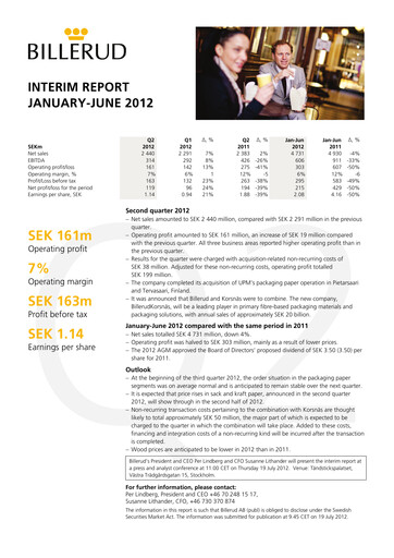 Thumbnail BillerudKorsnäs Half-year Report 2012-h1