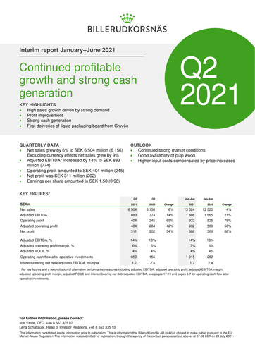 Thumbnail BillerudKorsnäs Half-year Report 2021-h1