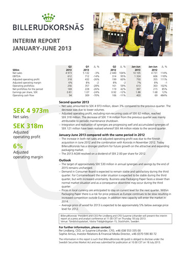 Thumbnail BillerudKorsnäs Quarterly Report 2013-q2