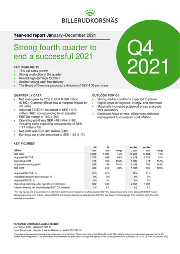 Thumbnail BillerudKorsnäs Quarterly Report 2021-q4