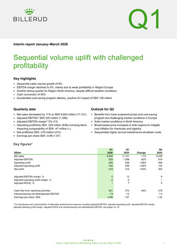 Thumbnail BillerudKorsnäs Quarterly Report 2026-q1