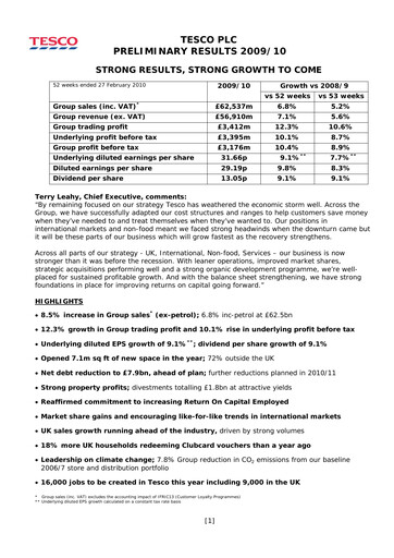 Vorschaubild Tesco Finanzbericht 2010
