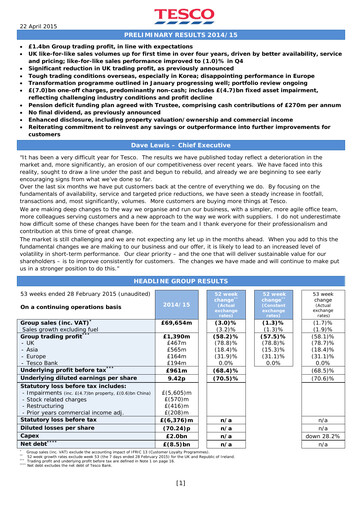 Vorschaubild Tesco Finanzbericht 2015