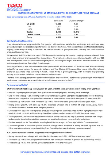 Thumbnail Tesco Quarterly Report 2026-q1