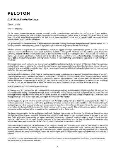 Vorschaubild Peloton Quartalsbericht 2024-q2