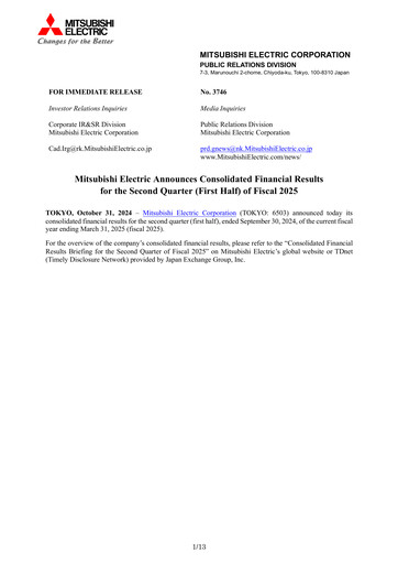 Thumbnail Mitsubishi Electric Financial Statement 2025-h1