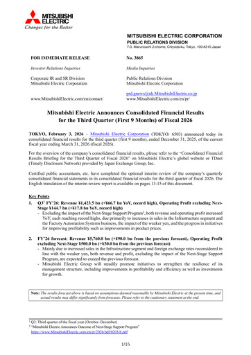 Miniature Mitsubishi Electric Bilan financier 2026-9m