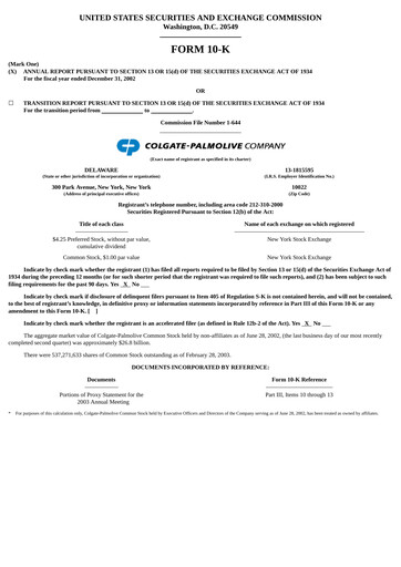 Thumbnail Colgate-Palmolive Annual Report 2002